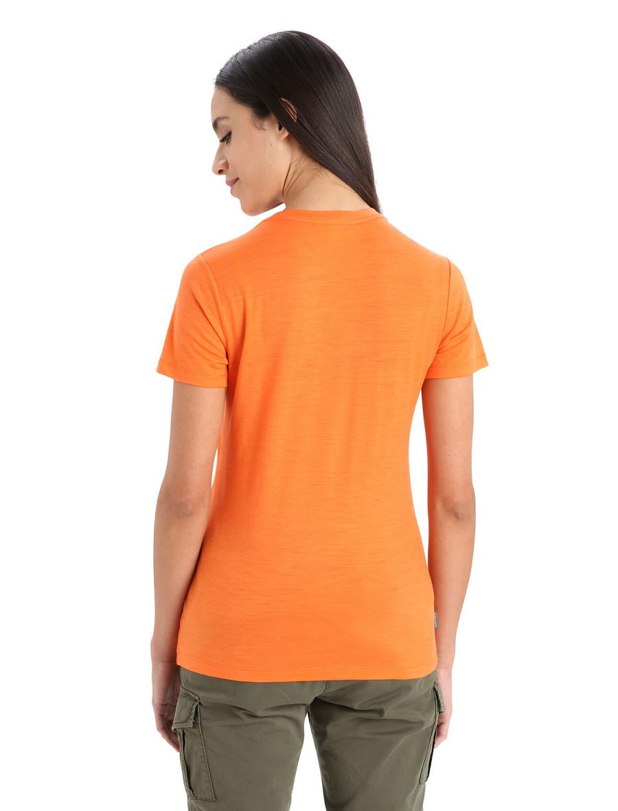 T Shirts Icebreaker Merino Tech Lite II Corta Sleeve Femme Orange | FR 1575QMAZ